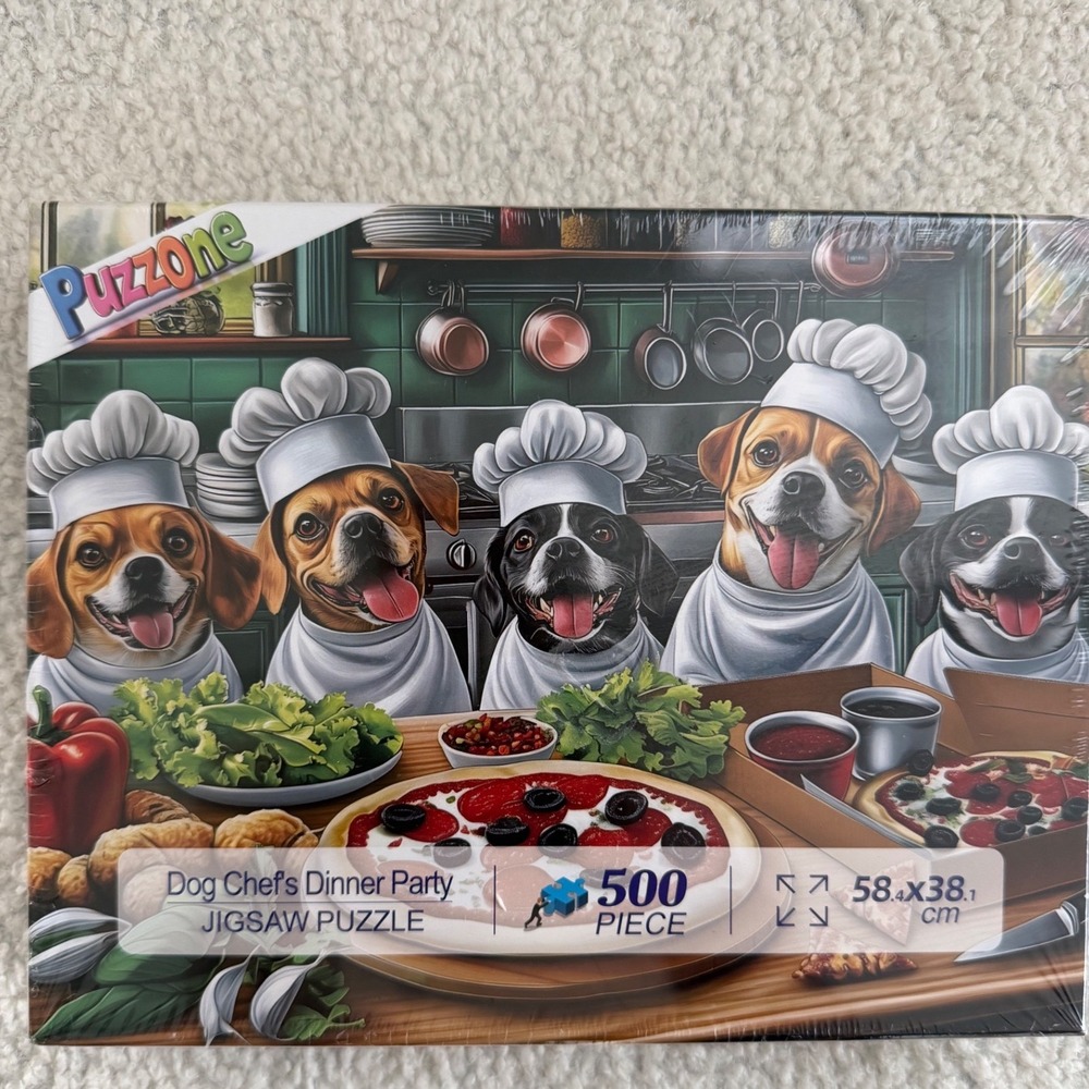 Puzzone Jigsaw Puzzle Unisex 500 Piece Dog Chef's Dinner Party NIB